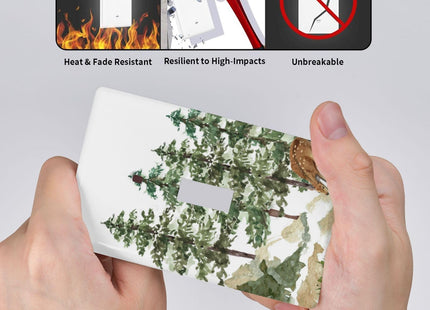 Tree Forest Deer Single Toggle Light Switch Plate Cover 1 Gang Decorative Outlet Plate Electrical Wall Plate Covers Receptacle Decorate Plug Covers For Kitchen Bedroom Bathroom Decor 4.5" X 2.76"