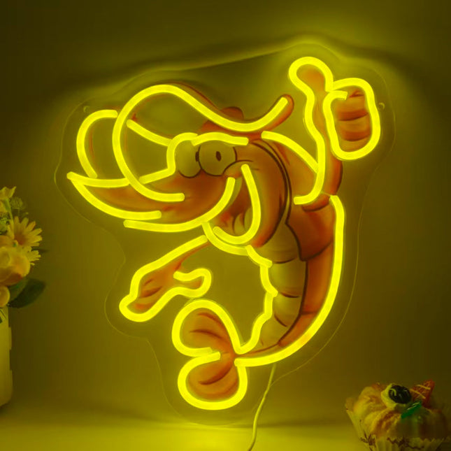 Thumbs Up Shrimp Neon Sign Funny Lobster LED Neon Lights for Room Wall Decor,Light Up Sign for Kitchen Bar Seafood Restaurant Decor