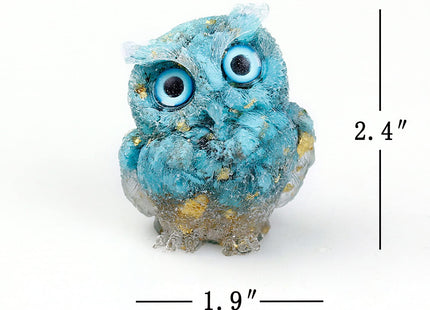 OwMell Owl Statue Tumbled Stone Gemstone Owl Figurine Home Shelf Décor