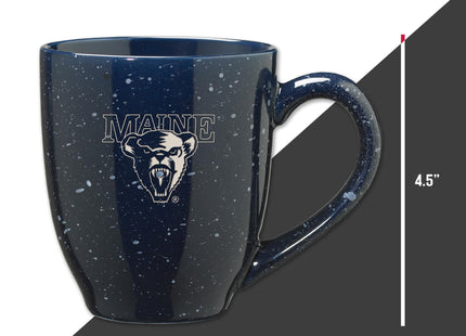 Rico Industries NCAA Maine Black Bears Primary 16 oz Team Color Laser Engraved Speckled Ceramic Coffee Mug