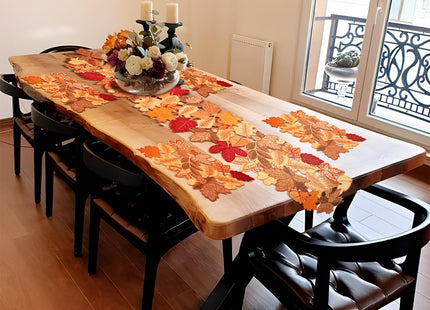 Fall Placemats Set of 4 14x20 Inch Autumn Maple Leaf Embroidered Mat