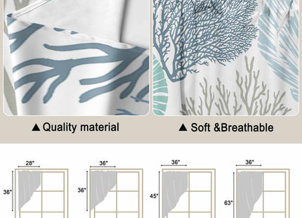 Swag Curtain Valances Nautical Coastal Ocean Coral Swag Valances for Kitchen Windows Beach Blue Teal Short Topper Curtains Tier Pair for Kitchen Bedroom Living Room Bathroom Cafe 36"x63"