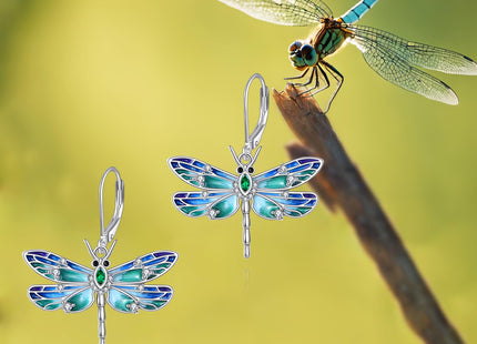 Dragonfly Earrings for Women Sterling Silver Dragonfly Dangle Earrings Cute Insect Jewelry Gifts