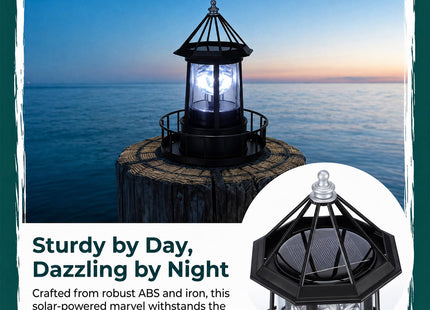 DOITOOL Solar Lighthouse Rotating Light LED 360 Degree Rotating Lighthouse Landscape IP65 Waterproof Rotatable Outdoor Solar Light Lamp Hanging for Home Garden Yard Decor