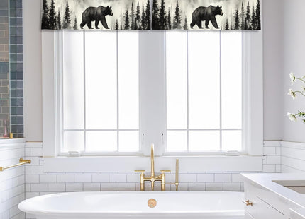 Twistmyst Bear Valance Curtains,Rod Pocket Valances for Windows,Small Window Treatment Valances for Kitchen,Living Room,Bedroom,Bathroom,Home Decor,18x54 Inch,1 Panel,Rustic Cabin Forest