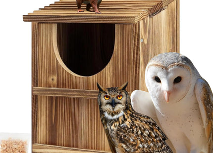 JILVGS Owl Box, Carbonized Pine Screech Owl Nesting Box