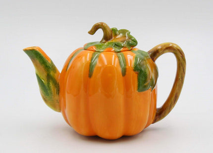 Fine Ceramic Pumpkin Teapot, 8" L