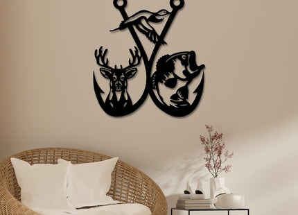 Xedatric Rustic Hunting Deer Fish Bird Metal Wall Art