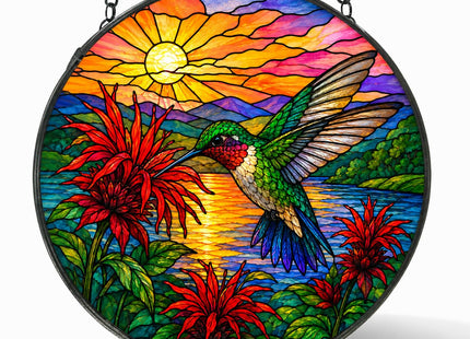 Hummingbird Stained Glass Suncatcher Window Hanging