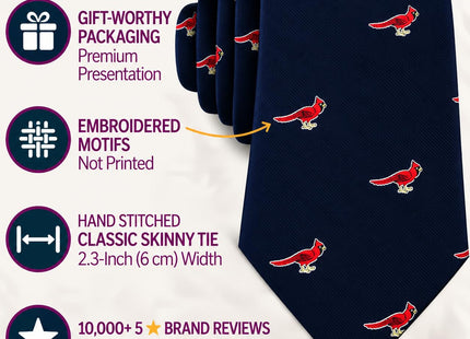 AUSCUFFLINKS Cardinal Bird Lover Neck Ties for Him | Bird Animal Lover Neckties | Happy Novelty Funky Ties for Him (CARDINAL BIRD)