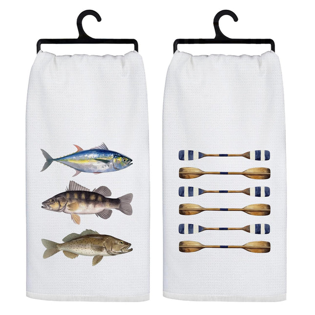 Koesus Coastal Beach Kitchen Towels, Nautical Beach Coastal Hand Towels for Bathroom, Fish Lover Gifts Dish Tea Towel for Kitchen, Nautical Bathroom Decor, 16x24 Inch Set of 2