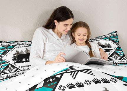 Feelyou Bear Kids Comforter Set Queen Size Cabin Bear Animals Bedding Set