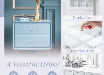 Elistonie Self-Adhesive Crystal Knobs Self Stick Diamond Shaped Crystal Pulls Mirror Doors Knobs Drill Free Handle for Medicine Cabinet Glass Sliding Doors Cupboard Fish Tank Lid Terrarium