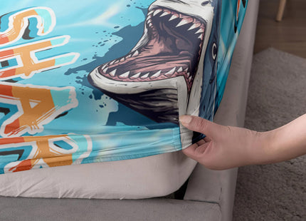 HOSIMA Shark Fitted Sheet Set Twin Size,3D Shark Pattern Ocean Theme Twin Bedding Set for Kids Boys,Sea Animal Collection Deep Pocket for Ocean Bedroom Decor,1 Fitted Sheet+2 Pillowcases.