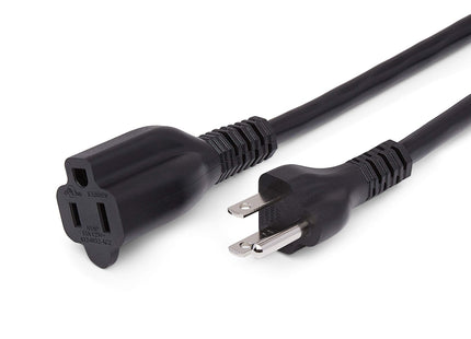 Amazon Basics Extension Cord, 10 Ft, 3-Prong Outlet Extender, Indoor, 13 Amps, 125V, Black, 2-Pack