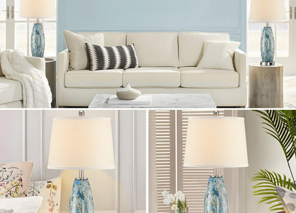 Lovlast 29" Tall Coastal Glass Table Lamps Set of 2 for Bedroom Living Room