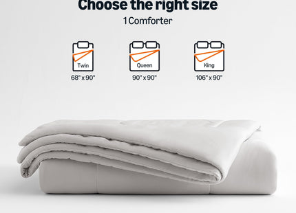 Amazon Basics Cooling Comforter, Temperature Regulating Blanket for Hot Sleepers, Summer & All Season Bedding, Lightweight, 90"x90", Queen, Gray