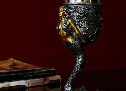 Fantasy Mermaid Octopus Wine Goblet - Sparkling Silver Tail Chalice Cup