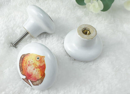 Lasyman Set of 6 Ceramic Fish Shell Starfish Coastal Beach Cabinet Dresser Knobs Drawer Pull Octopus Door Handle 1.5 X 1.5 Inches