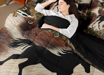 Erosebridal Camo Western Horse 7 Piece Comforter Set Full Bed in A Bag