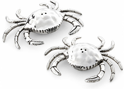 Mud Pie Crab Salt and Pepper Shaker Set, Silver 3 1/2" x 2 1/2"