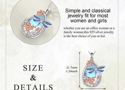 KQF Dragonfly Necklace for Women Sterling Silver Moonstone Jewelry Dragonfly Pendant Necklace for Women Teens