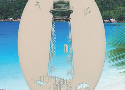Lighthouse Oval Etched Window Decal Vinyl Glass Cling - 8" x 12" - White with Clear Design Elements
