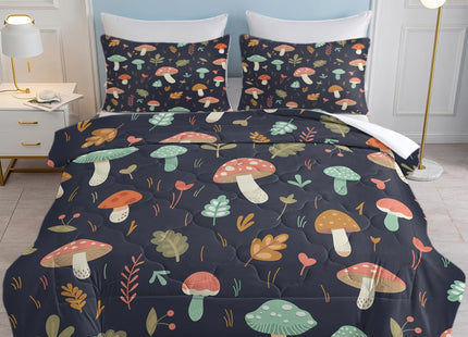 SOULZZZ Forest Deer Mushroom Bedding King, Soft 3 Piece Mushroom Bed Set for Girls Enchanted Forest Themed Room Decor Mushroom Comforter & 2 Pillowcases