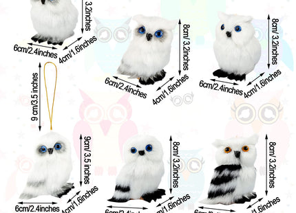 Skylety 6 Pcs Christmas Owl Ornaments Plush Hanging Decor,Owl Style