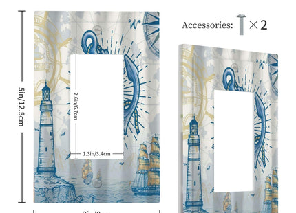 Anchor Nautical Sailboat Lighthouse Compass 1 Gang Rocker Light Switch Covers Decorative Single Decora Outlet Wall Plate Faceplate Switchplate GFCI for Country Bathroom Bedroom Decor