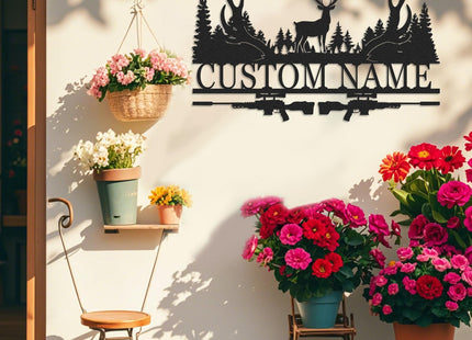 Personalized Deer Metal Cabin Sign, Metal Signs Customized, Outdoor Hunting Sign, Forest Deer Wall Decor, Deer Hunting Gift, Last Name Signs for Home, Cabin Decor, Housewarming Gifts