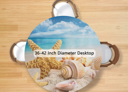 Round Fitted Tablecloth Beach Theme Starfish Circle Table Cover with Elastic Waterproof Wipeable Polyester Small Outdoor Table Cloths for Kitchen Picnic Party Patio Dining Decor Fit for 40"-44" Tables