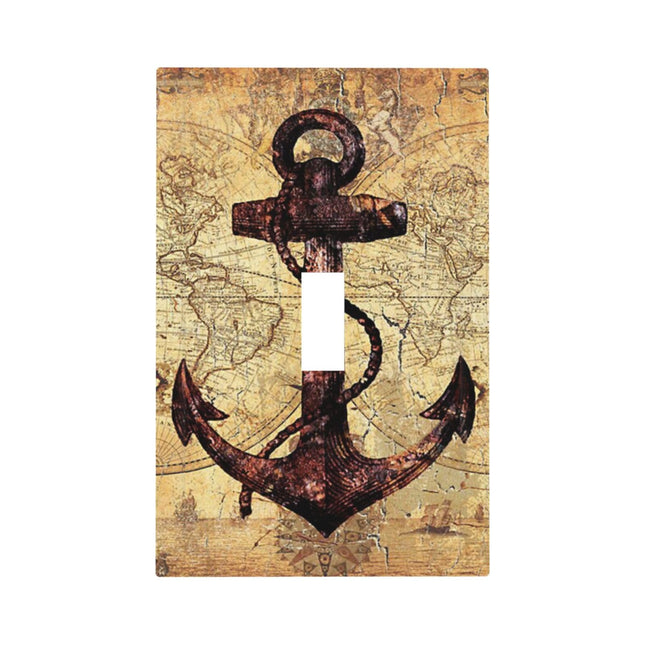 Yamxbfa Anchor Nautical Vintage Map 1 Gang Single Toggle Light Switch Covers Decorative Wall Plate Switchplate Electrical Faceplate for Office Livingroom Home Decor