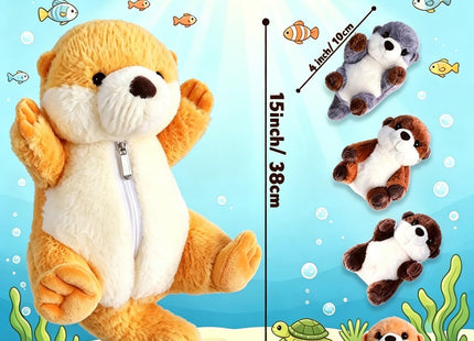 Youthfuljive 5 Pcs Sea Otter Stuffed Animals 17" Large Mommy Otter Plush Toy with 4 Babies Stuffed Otters Inside, Soft Cuddly Otter Plushies Pillow Otter Toys for Kids Birthday Christmas Ocean Party
