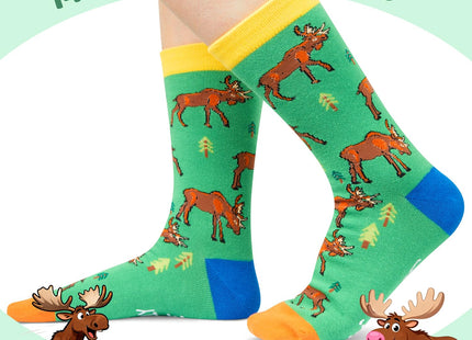 HAPPYPOP Funny Moose Gifts - Moose Lovers Novelty Socks, Crazy Silly Fun Socks for Men & Women