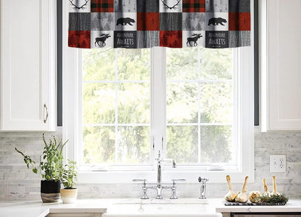 ICMOLYYENLO Vintage Rustic Cottage Valance Curtains Bear Moose Rustic Farmhouse Valance Curtains 54x18 inches 1 Panel