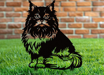 WADORN Maine Coon Cat Metal Decorative Garden Stakes, Black Cute Maine Coon Cat Outdoor Statues Silhouette Funny Cats Lover Gifts Stakes Ornaments for Yard Art Garden Patio Backyard Lawn Decoration