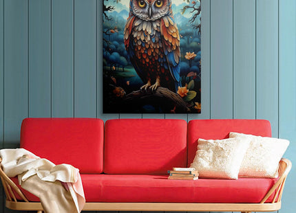 Framed Owl Canvas Wall Art Woodland Forest Wildlife Home Decor 16x24 Inches