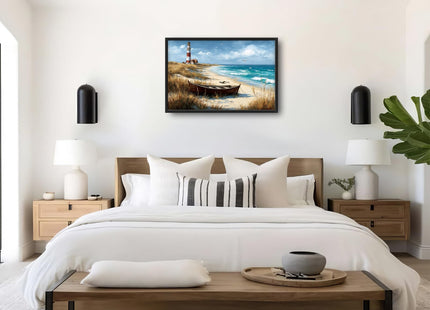 Glocmna Large Ocean Lighthouse Wall Art for Living Room Beach Coastal Scenery Wall Decor summer nautical Seascape Canvas Pictures Painting Print Framed Artwork Decorations for Bedroom Home Gifts 24"x36"