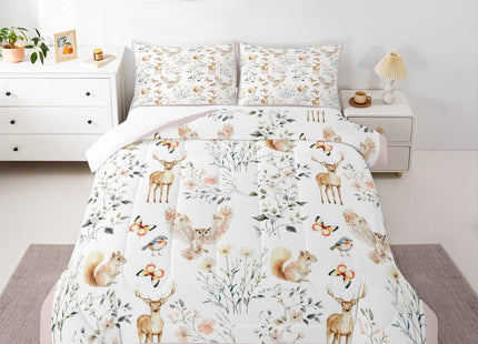 Feelyou Jungle Animal Kids Comforter Set Twin Size Deer Bedding Set Cabin