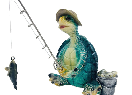 Xzlgyffy Turtle Fishing Decor, Summer Garden Statues, Nautical Coastal Beach Decorations, Home Office Decor Gifts, Bookshelf Desk Bathroom Tabletop Statue Ornament (Turtle Fishing)