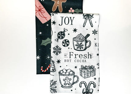 Trig Kitchen Towel. Tea Towel. Dish Cloth. Quick Dry Waffle Weave Microfiber. Highly Absorbent. Designer Prints. Modern. 2 Pack. Gingerbread