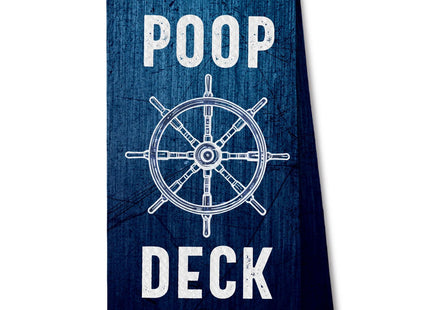 ChissNook Nautical Ocean Bathroom Towels, Poop Deck Coastal Beach Kitchen Towels Drying Cloth, Navy Blue Nautical Beach Boat Deck Bathroom Decor, 16x24 Inch