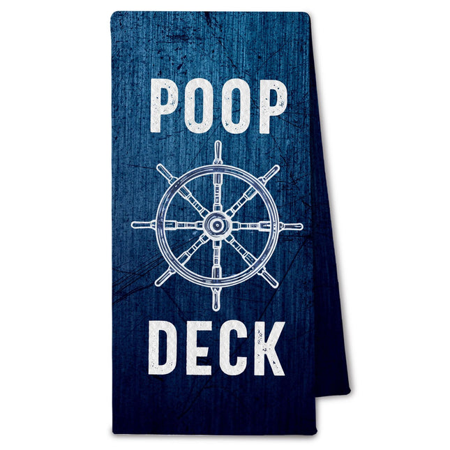 ChissNook Nautical Ocean Bathroom Towels, Poop Deck Coastal Beach Kitchen Towels Drying Cloth, Navy Blue Nautical Beach Boat Deck Bathroom Decor, 16x24 Inch