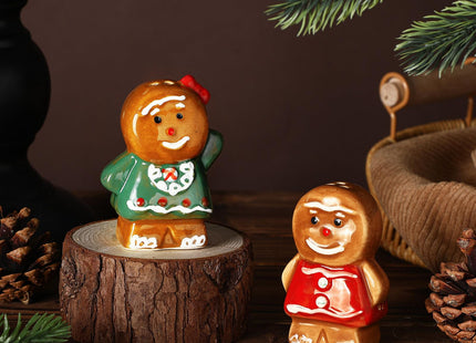 RimCereal 2 Pcs Christmas Gingerbread Shaped Salt and Pepper Shakers, Brown