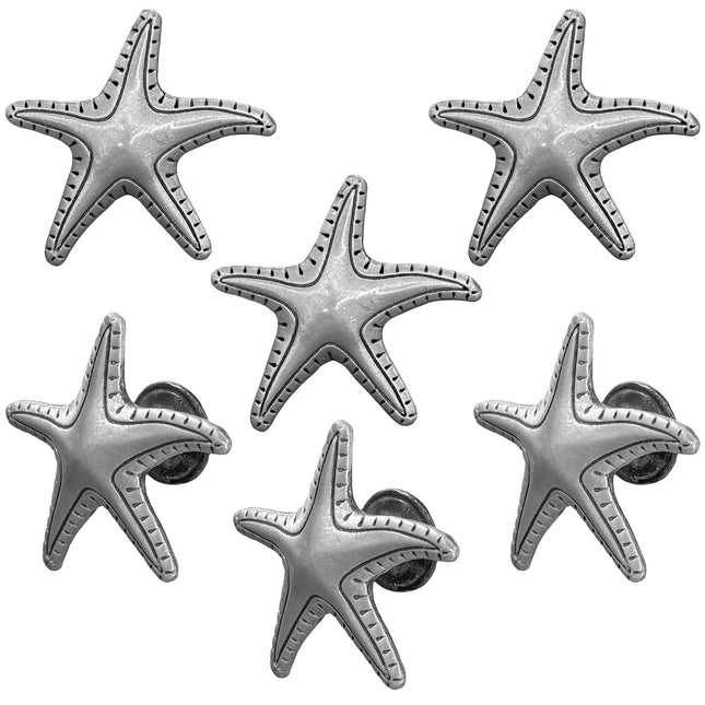 KYIEN 6Pcs Nautical Beach Sea Style Themed Starfish Shape Cabinet Knobs Furniture Decorative Pulls Drawer Knobs Dresser Handles Cabinet Decoration Pulls