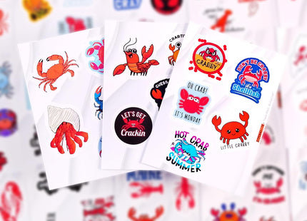 Crab & Lobster Stickers for Water Bottle and Laptop - Marine Life Party Supplies & Decorations, Waterproof Vinyl Sea Creature Decals, Lobster Stickers Laptop Decals, Gifts for Women & Men