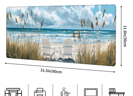 ainori Nautical Coastal Gaming Mouse Pad,12x31.5in Non-Slip Rubber Beach Desk Mat,Large Extended Mousepad for Office Home Laptop,Mice Pads Gifts,Game Lover Deskmat Decor (Peaceful Coastal Scene)