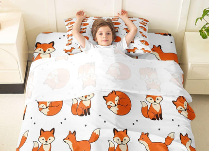 Feelyou Fox Bedding Set Cute Animal Pattern Bed Sheet Set for Kids Boys Girls Woodland Fitted Sheet Twin Size Includes 1 Flat Sheet 1 Sheets & 1 Pillowcase