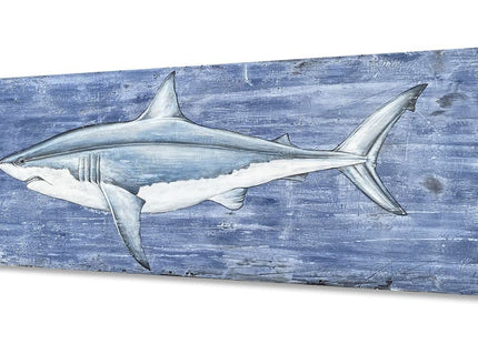 Yihui Arts Shark Canvas Wall Art - Blue and White Coastal Paintings for Living Room Bedroom Bathroom Decor